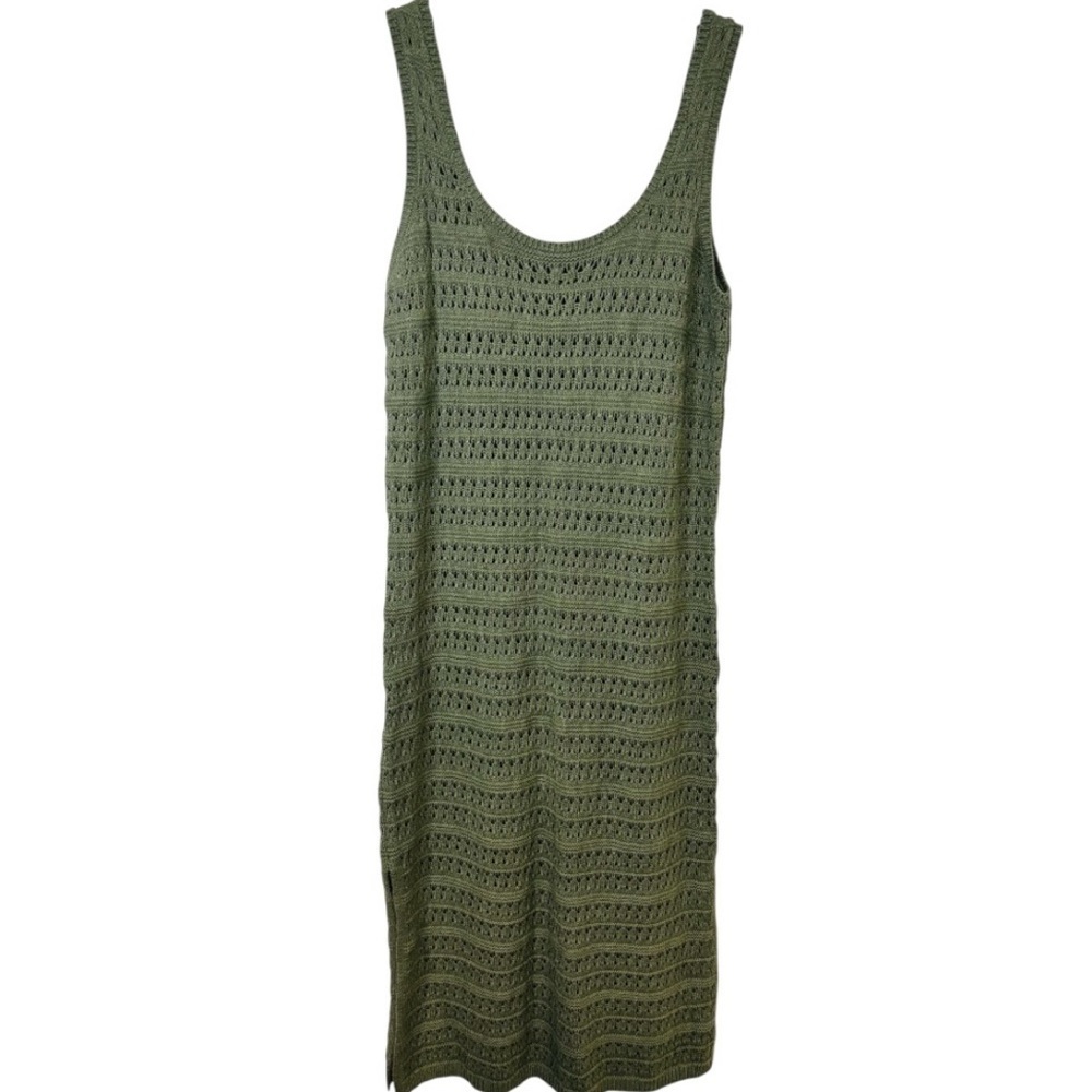 Old Navy Green Crochet Fitted Sleeveless Swim Cover Up Midi Dress Size Medium
